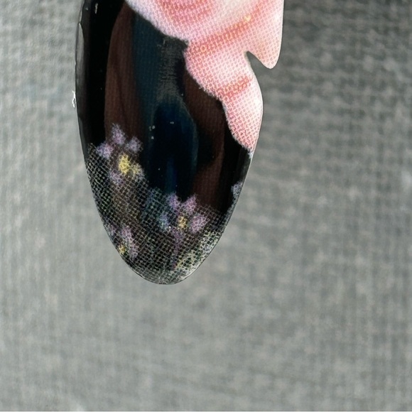 Feather Style Black Pig Fun Novelty Pierced Stud Dangle Porcelain Earrings - Picture 4 of 10